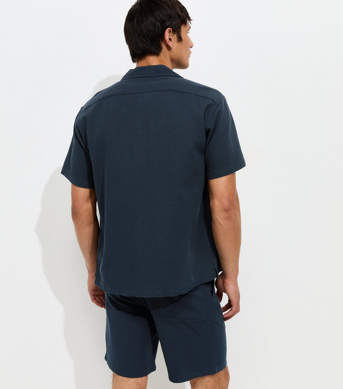 jack & jones Men's Navy Cotton Waffle Texture Resort Shirt Jack & Jones New Look - 4
