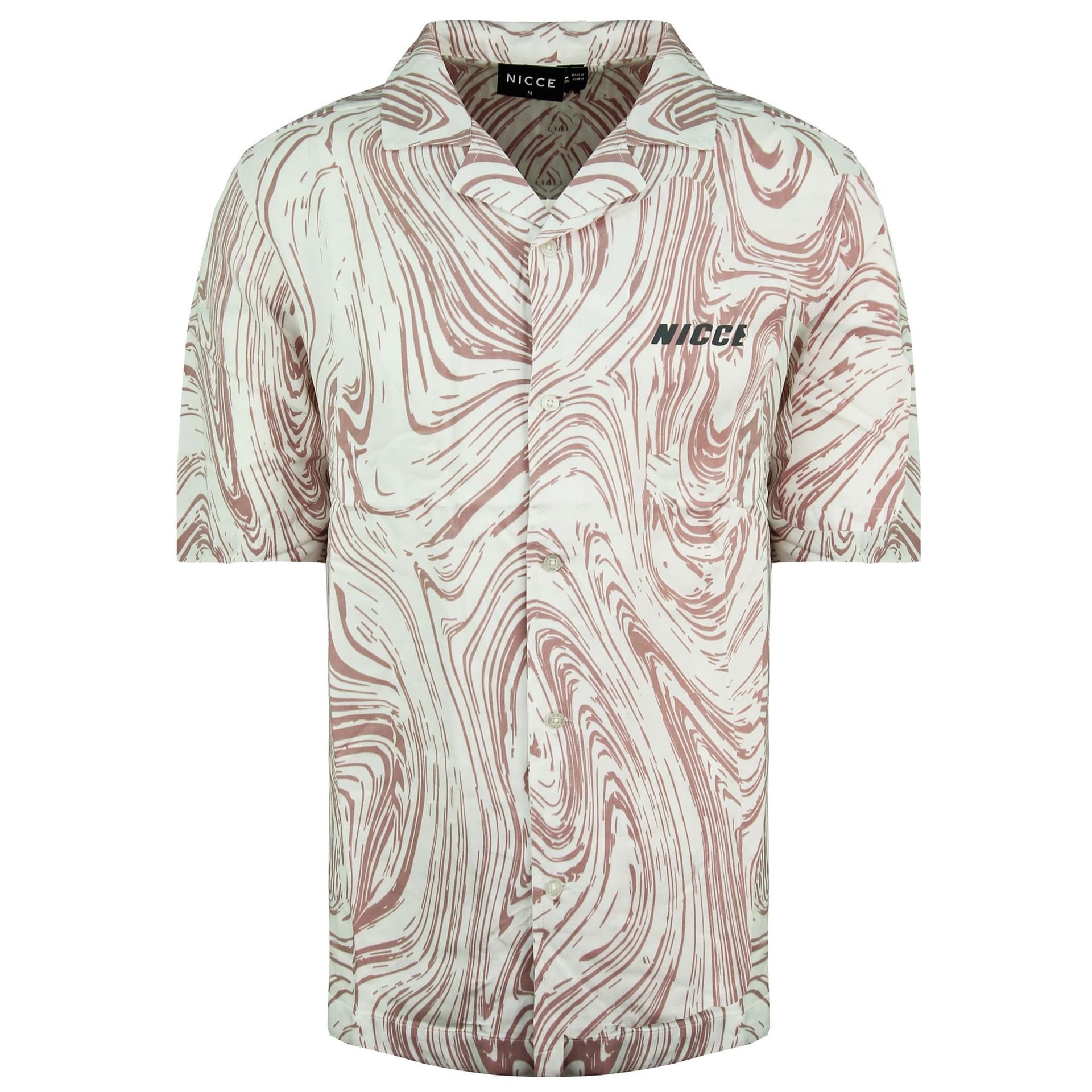 Nicce Nicce Men's Short Sleeve Printed Ash Pink White Shirt