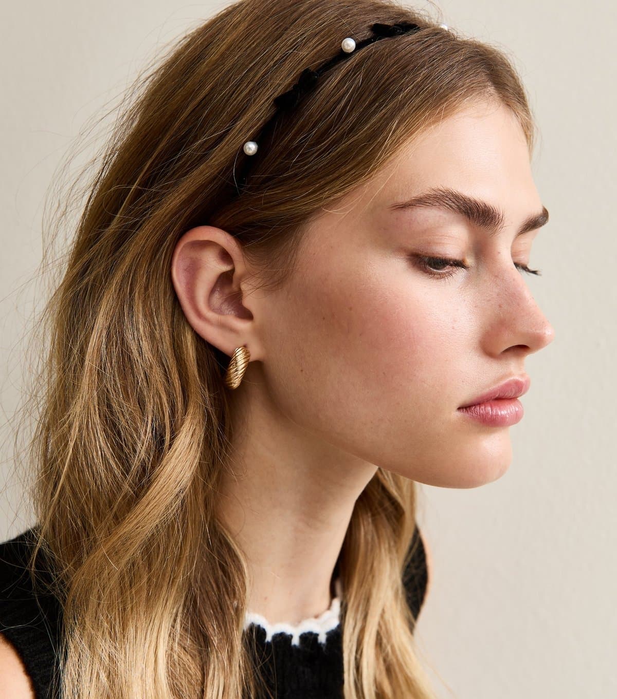 New Look Black Faux Bow Pearl Headband New Look