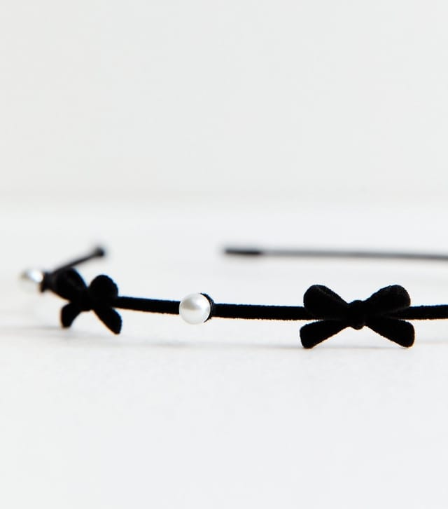 New Look Black Faux Bow Pearl Headband New Look - 3