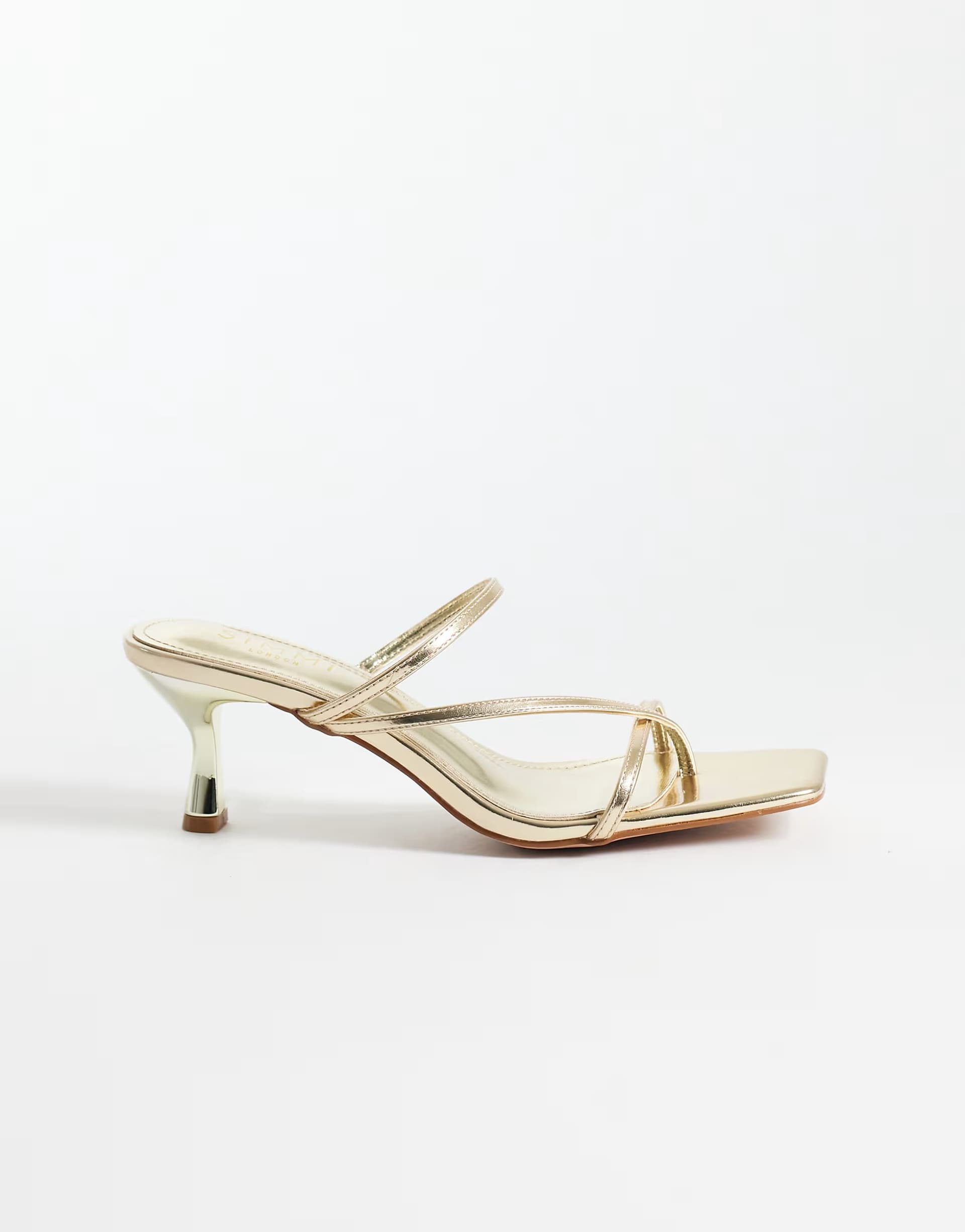 ASOS Simmi London Zarah kitten heeled mule sandals in gold
