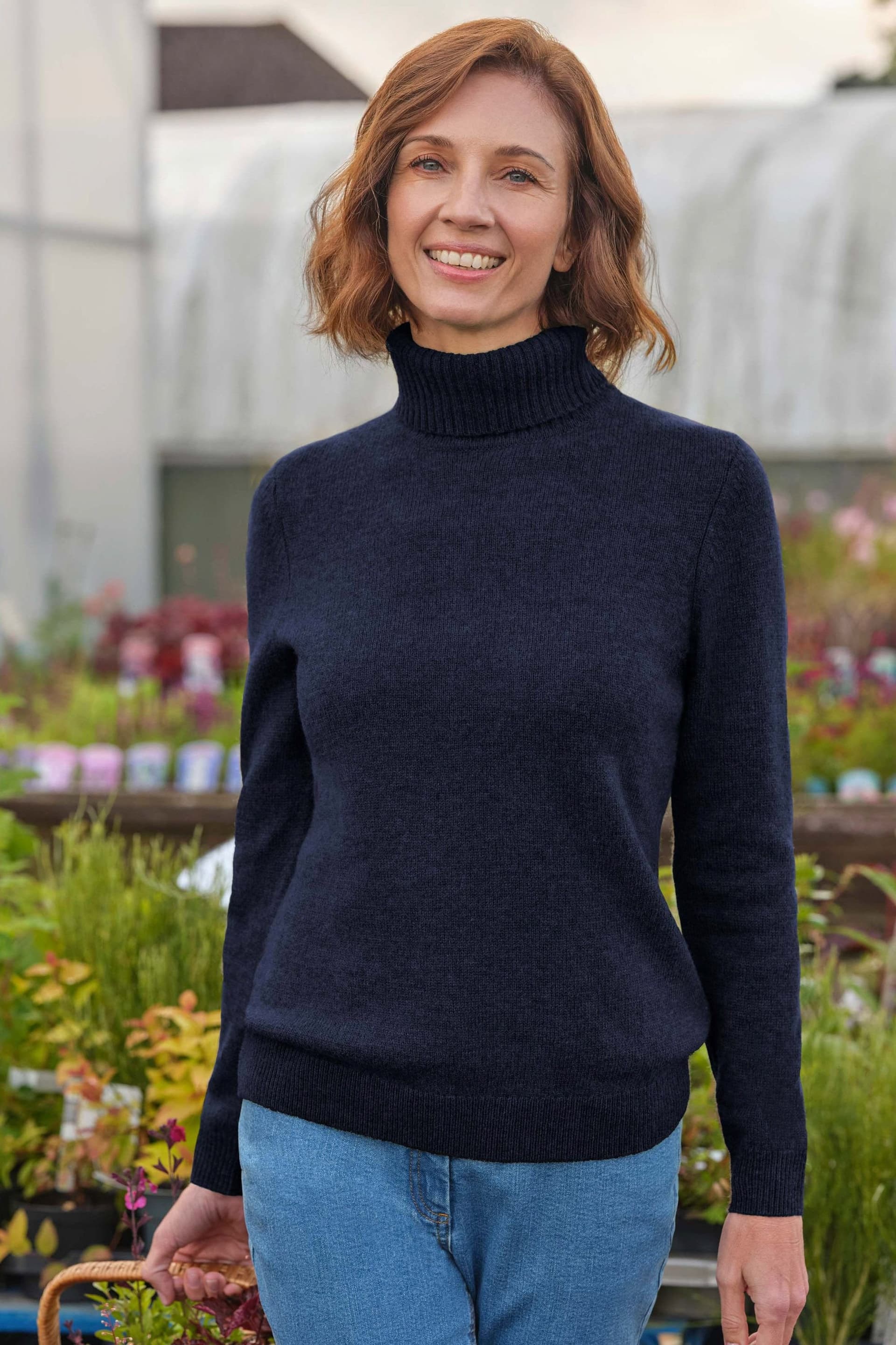 WoolOvers WoolOvers Navy Wool Polo Neck Jumper