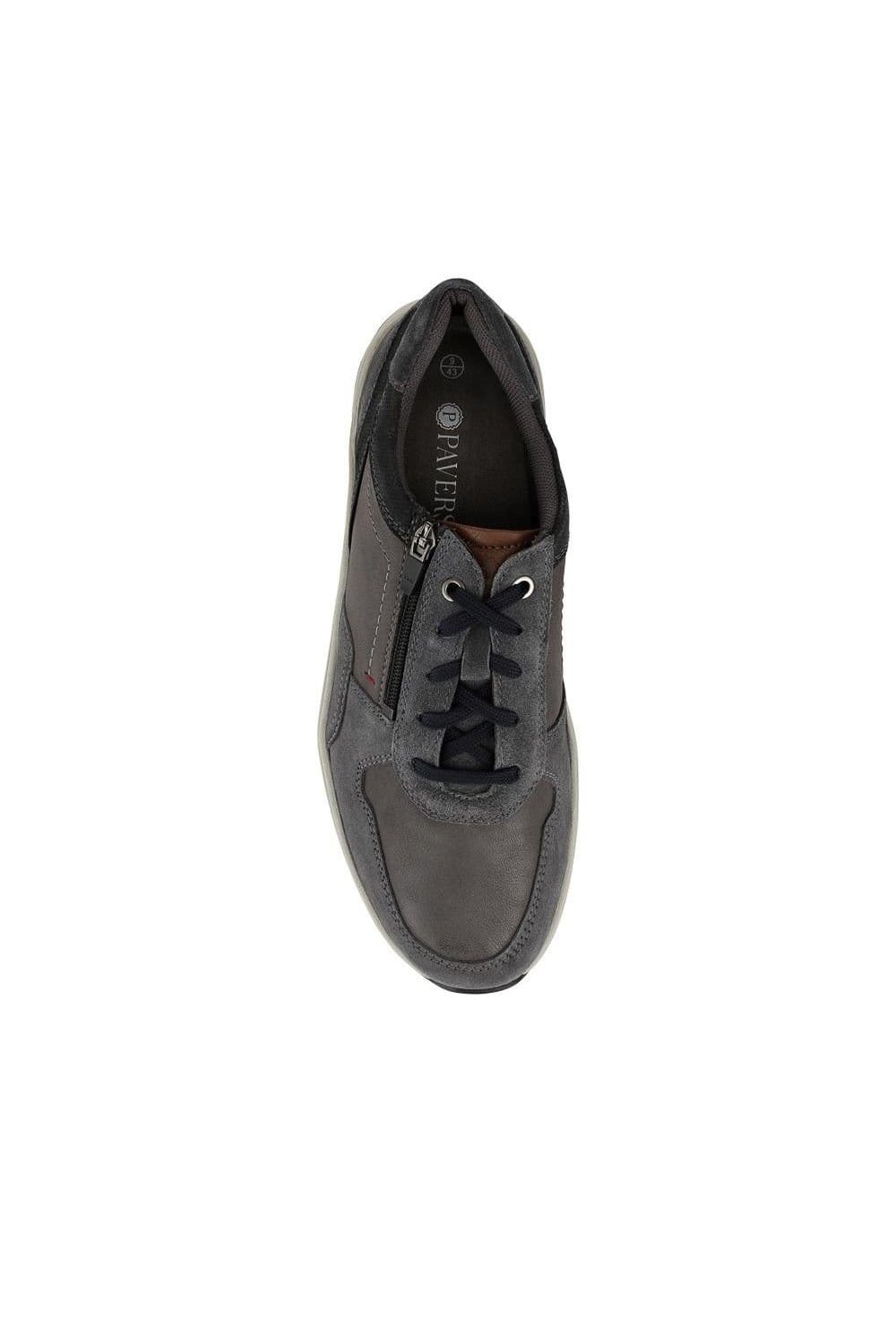 Pavers Pavers Men's Leather Zip & Lace Fasten Casual Shoes in Grey - 4
