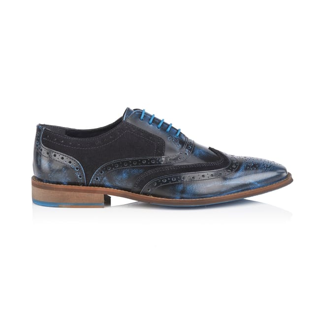 Amen Shoes Amen Shoes Men's Wexford Leather Two Tone Brogue Shoes in Bright Blue - 2