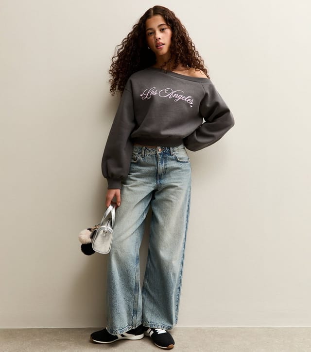 New Look Girls' Grey Los Angeles Off Shoulder Sweatshirt New Look - 3