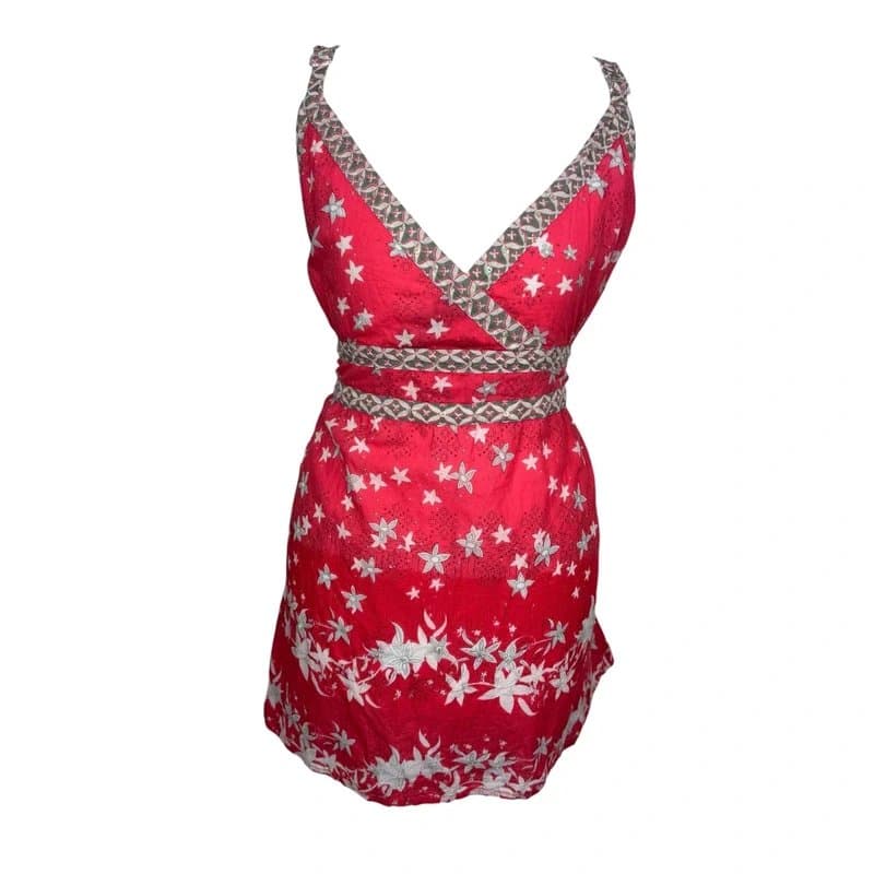 New Look Y2K Pink Cami Print Tie Waist UK22 New Look