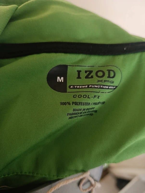 IZOD Izod XFG Golf Polo Shirt Mens Medium Green Striped Cool FX Performance Summer Golf