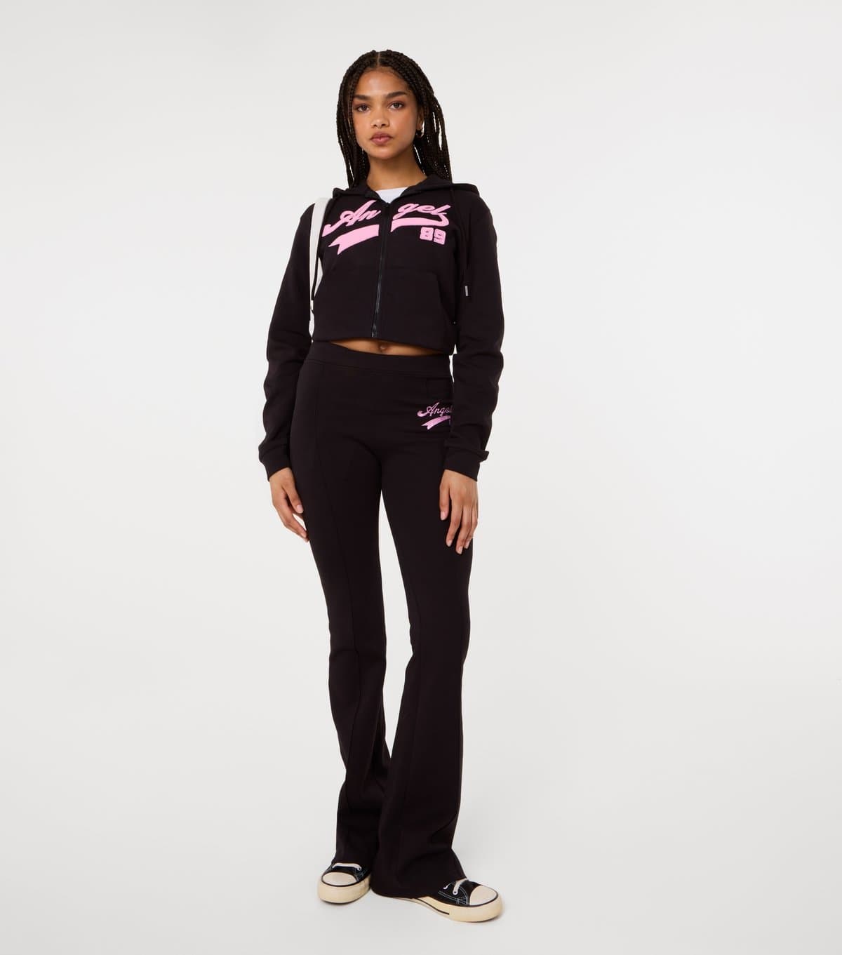 Pink Vanilla Women's Black Angel Embroidered Joggers Pink Vanilla New Look