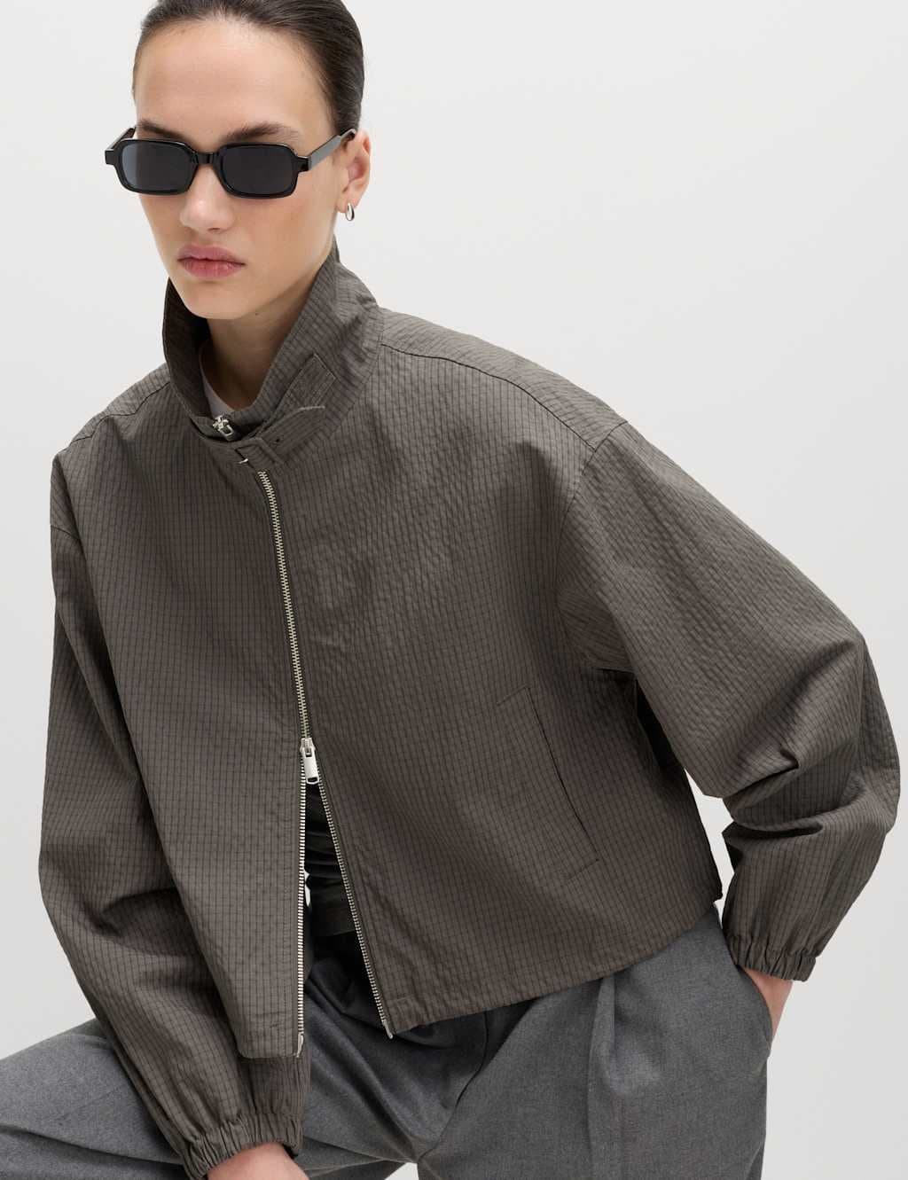 Marks & Spencer M&S Light Grey Cotton-Rich Jacket