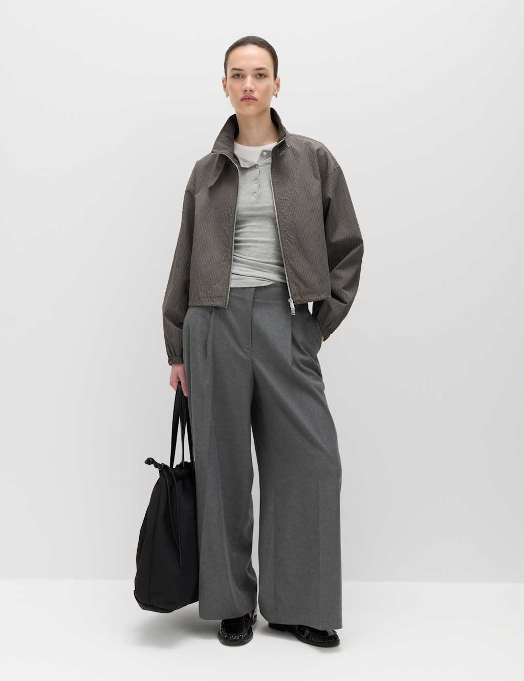 Marks & Spencer M&S Cotton Rich Lightweight Buckle Short Jacket Light Grey - 2