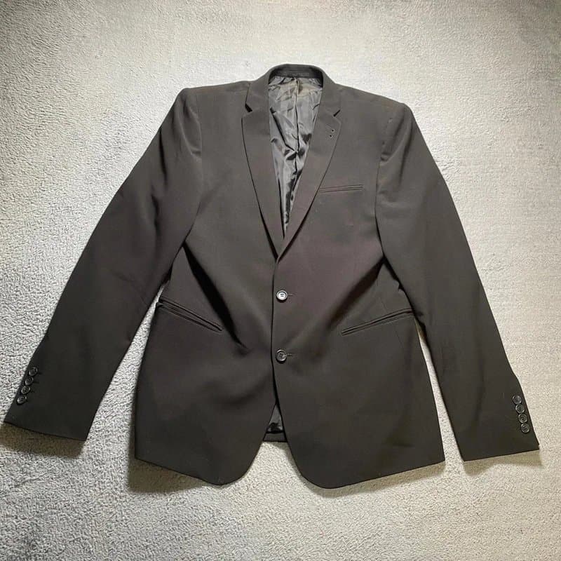 ASOS ASOS Blazer Men's UK 44 Black Tailored 63% Polyester Viscose Blend