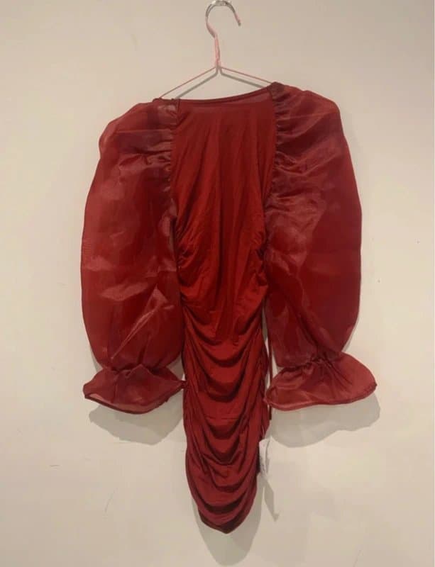 ASOS Asos Design Petite Ruched Organza Seeve Mini Dress, Size:Uk 6