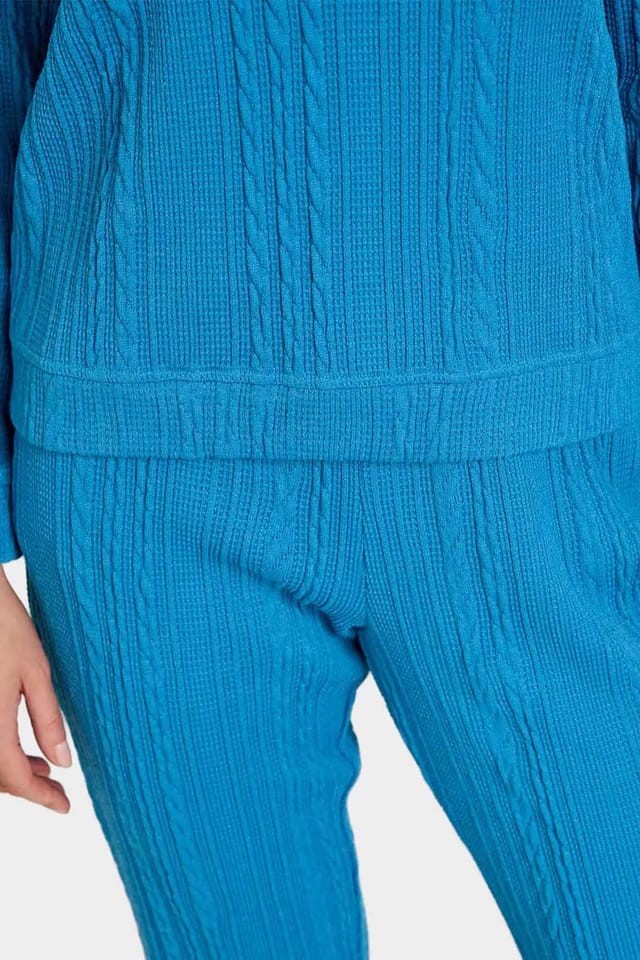 Amber Amber Women's Cable Design Lounge Suit in Light Blue - 3