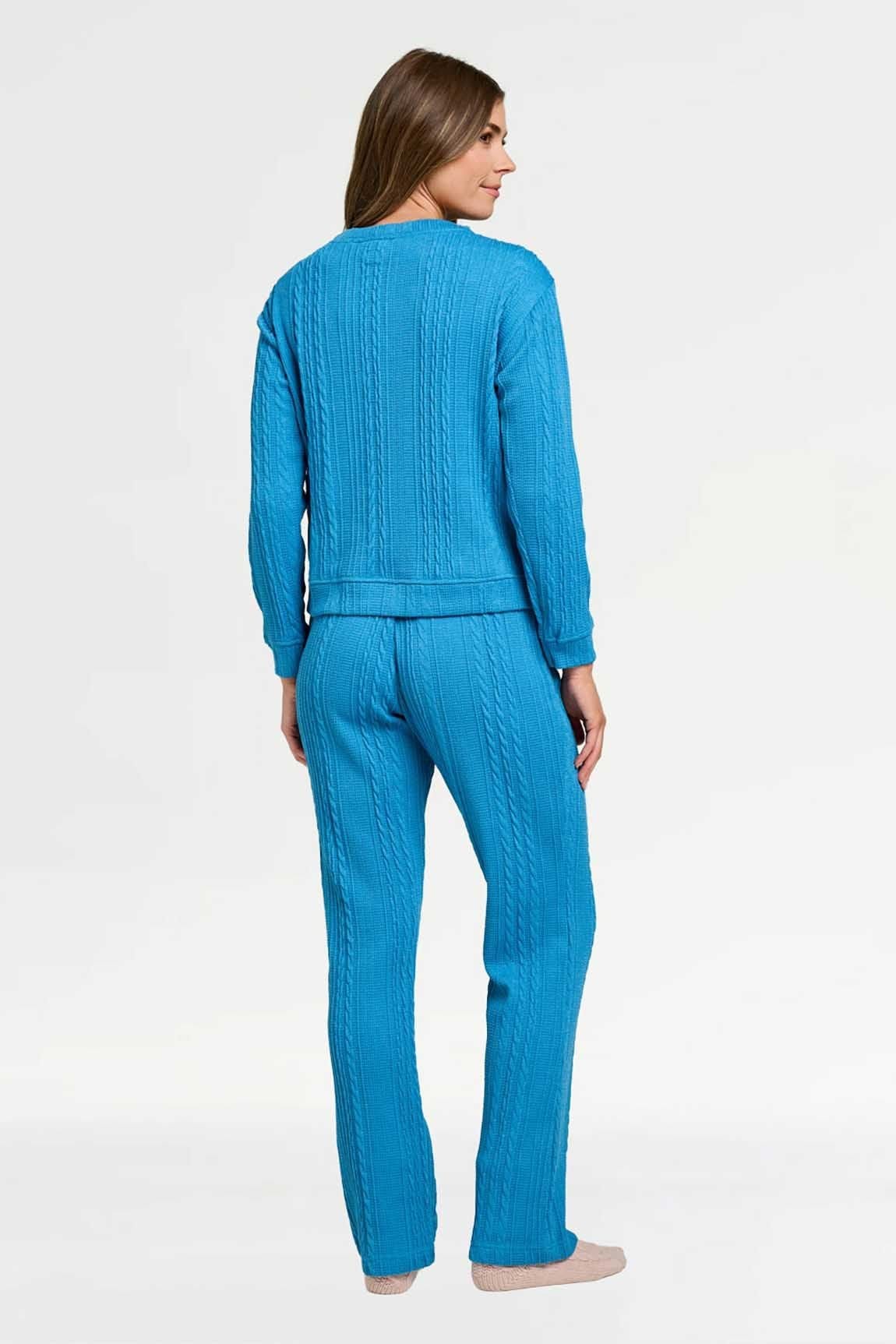 Amber Amber Women's Cable Design Lounge Suit in Light Blue - 4