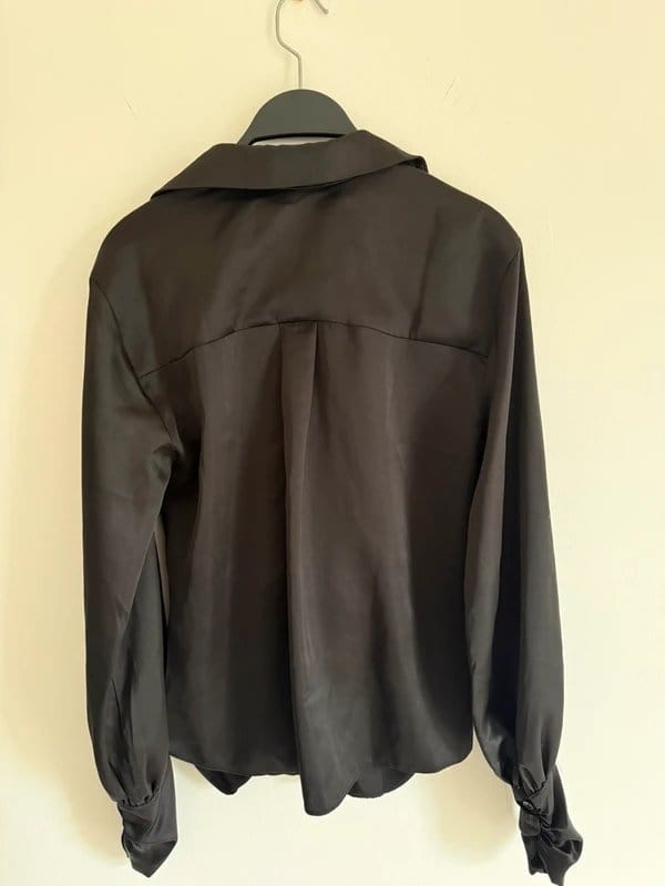 ASOS Black Silk Ruched Shirt