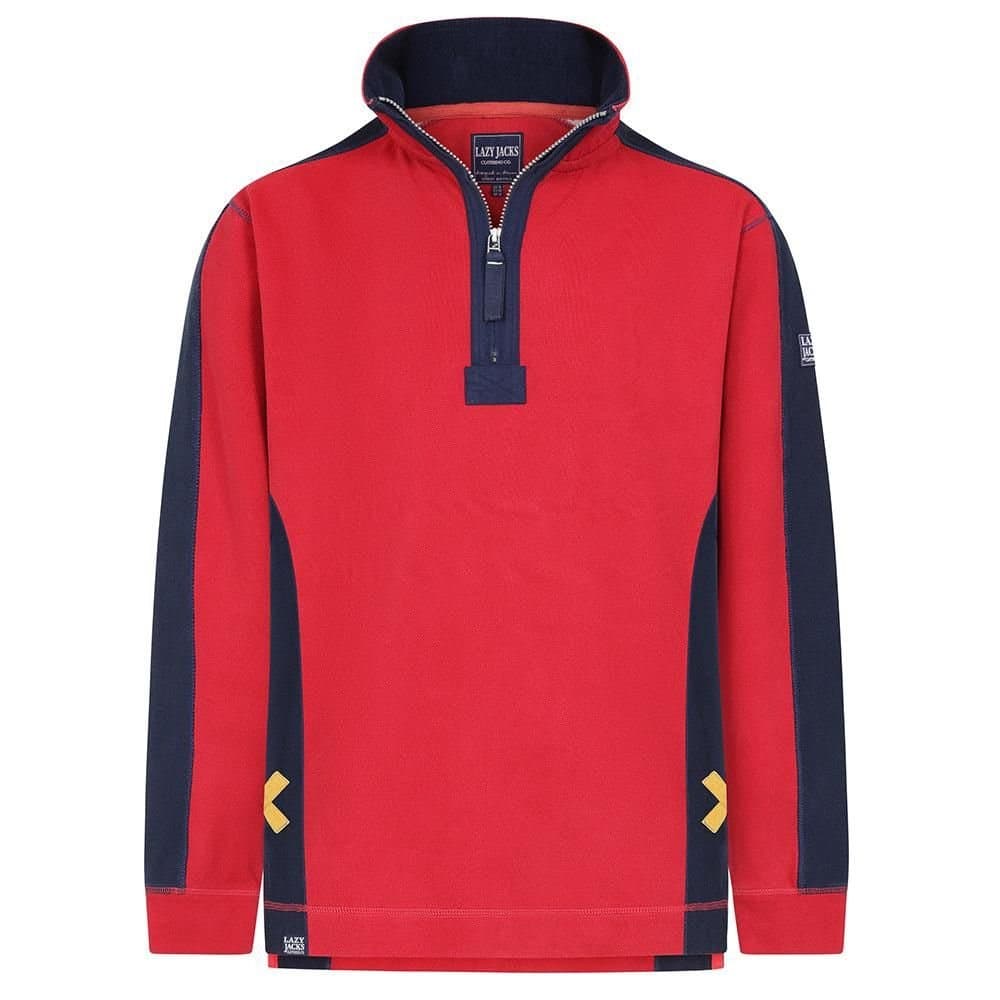 Lazy Jacks Lazy Jacks Men's Contrast Panel Pique Sweatshirt in Red