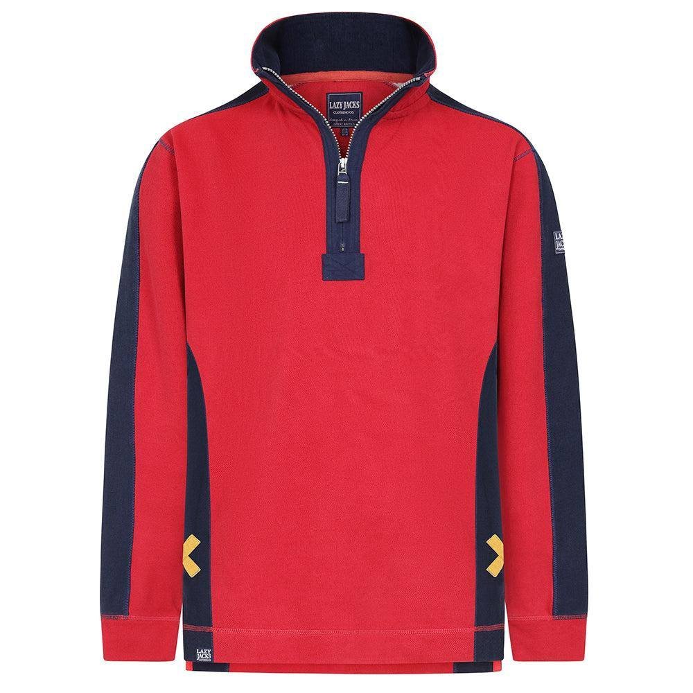 Lazy Jacks Lazy Jacks Men's Contrast Panel Pique Sweatshirt in Red - 4