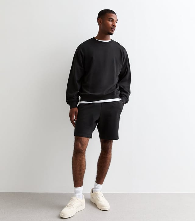 New Look Men's Black Relaxed Fit Drawstring Jersey Shorts New Look - 3