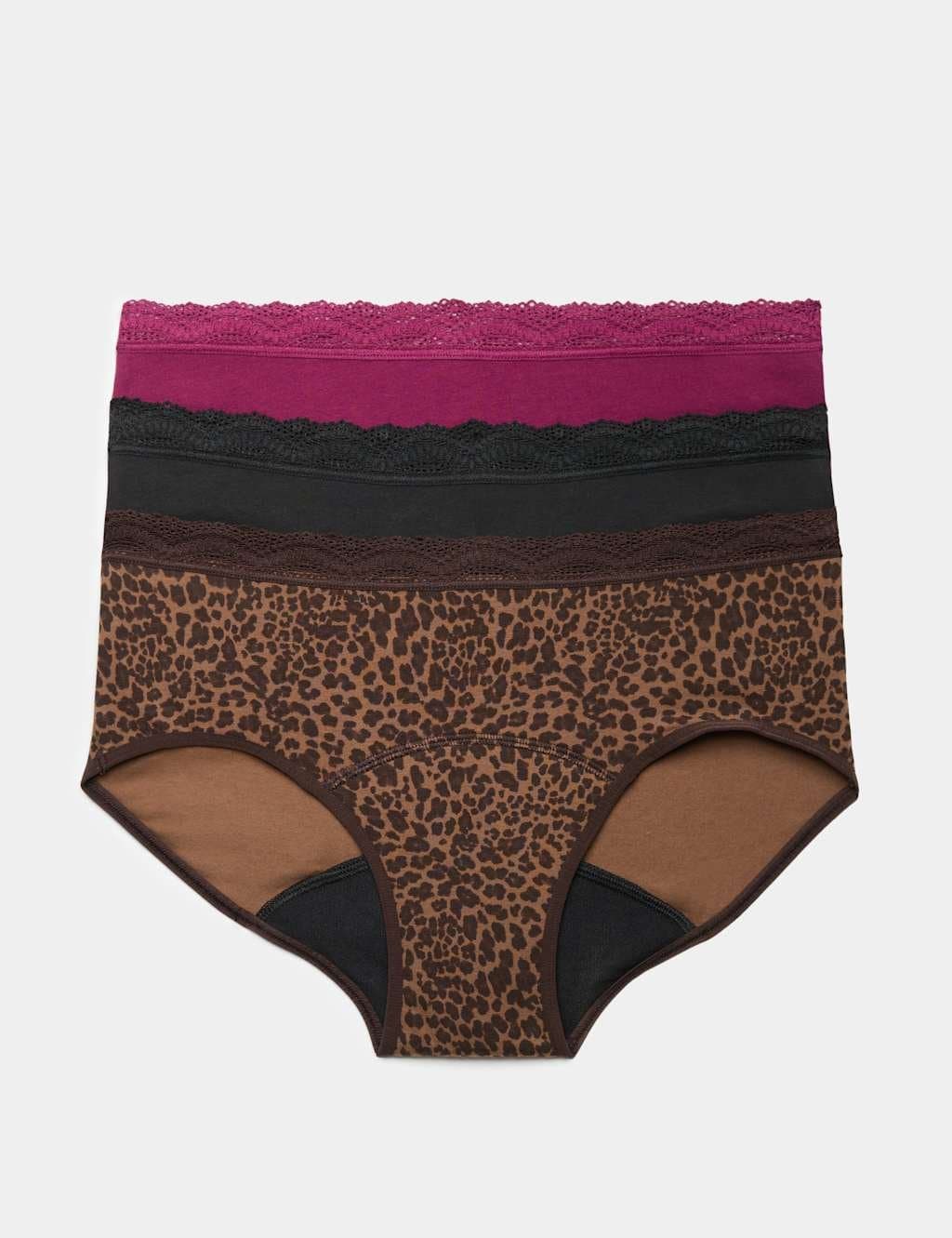 Marks & Spencer M&S 3 Pack Heavy Absorbency Period Knicker Shorts Brown Mix