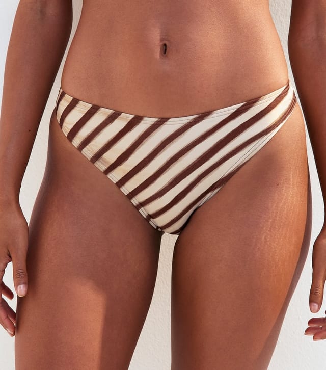 New Look Women's Brown Diagonal Stripe High Cut Leg Bikini Briefs New Look - 2