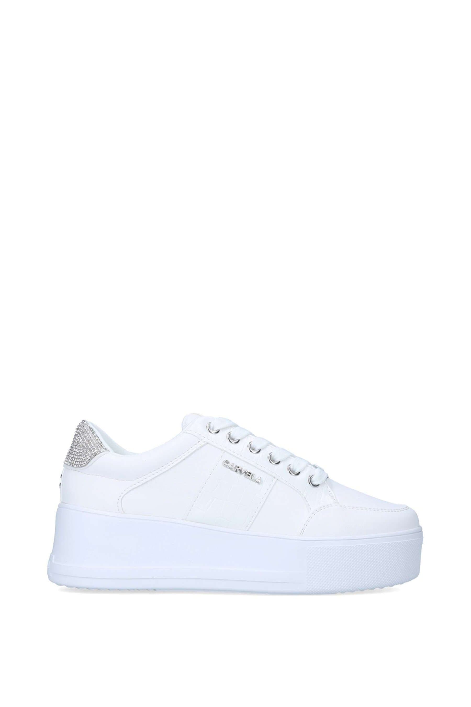 Carvela Carvela Women's 'Jive Lace Up' White Fabric Trainers