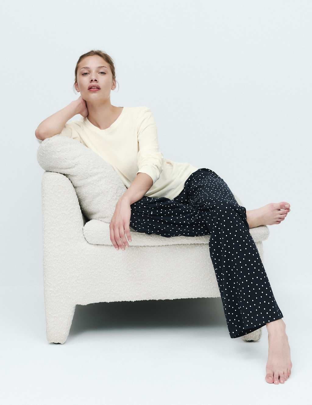 Marks & Spencer M&S Pure Cotton Printed Pyjama Set Neutral