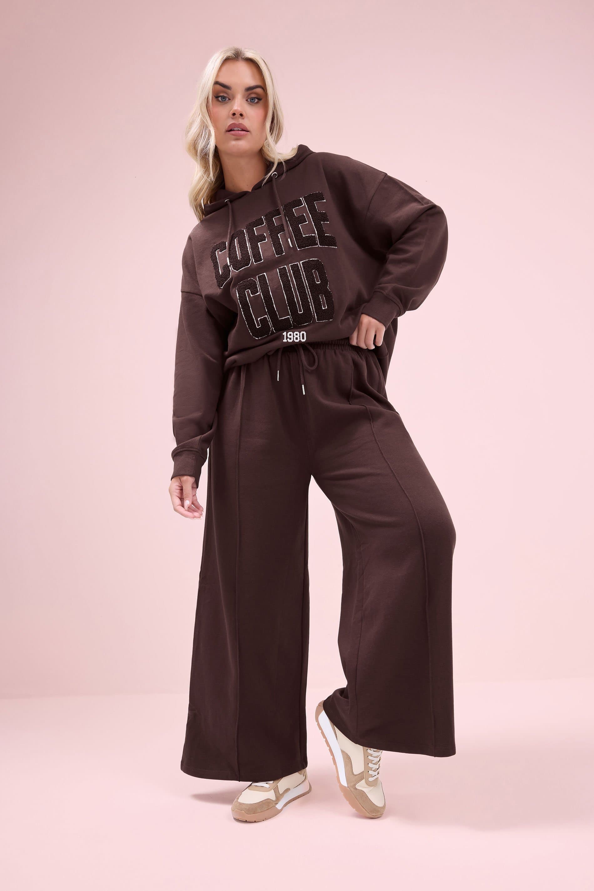 Yours Plus Size Chocolate Brown Wide Leg Joggers