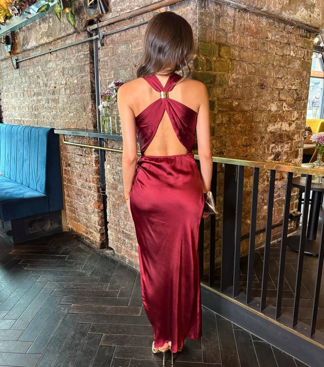 AX Paris Women's Dark Red Satin Cowl Neck Midi Dress AX Paris New Look - 3