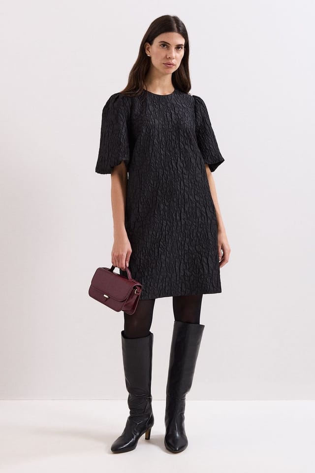 Phase Eight Phase Eight Women's Jacquard Round Neck Mini Dress in Black - 3
