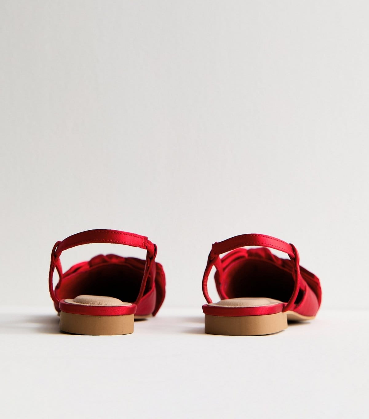 New Look Women's Red Satin Bow Slingback Ballerina Pumps New Look - 4