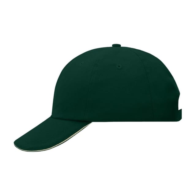 Myrtle Beach Myrtle Beach Men's Raver 6 Panel Sandwich Peak Baseball Cap in Dark Green - 3