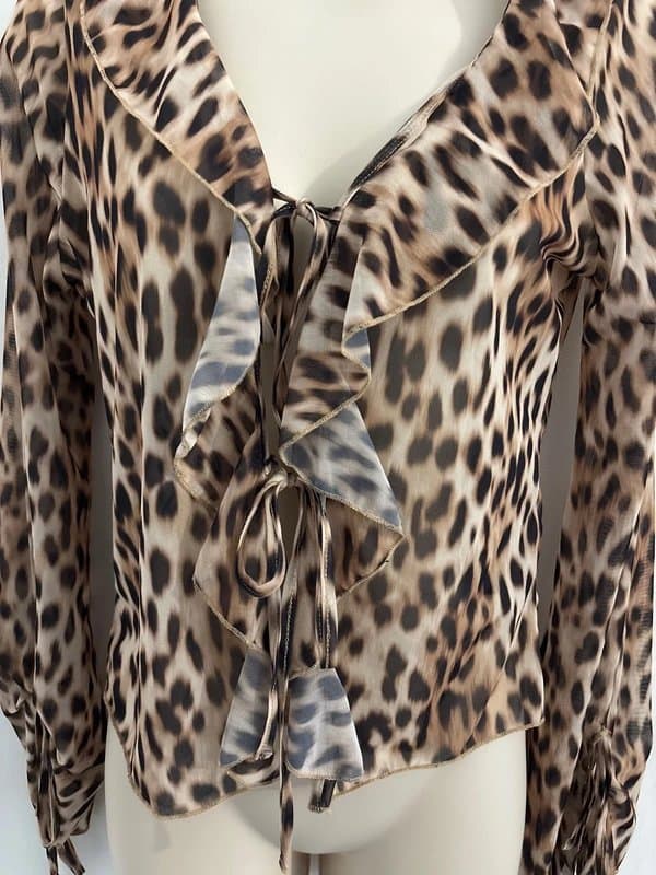 F&F F&F Cheetah print lace tie up top
