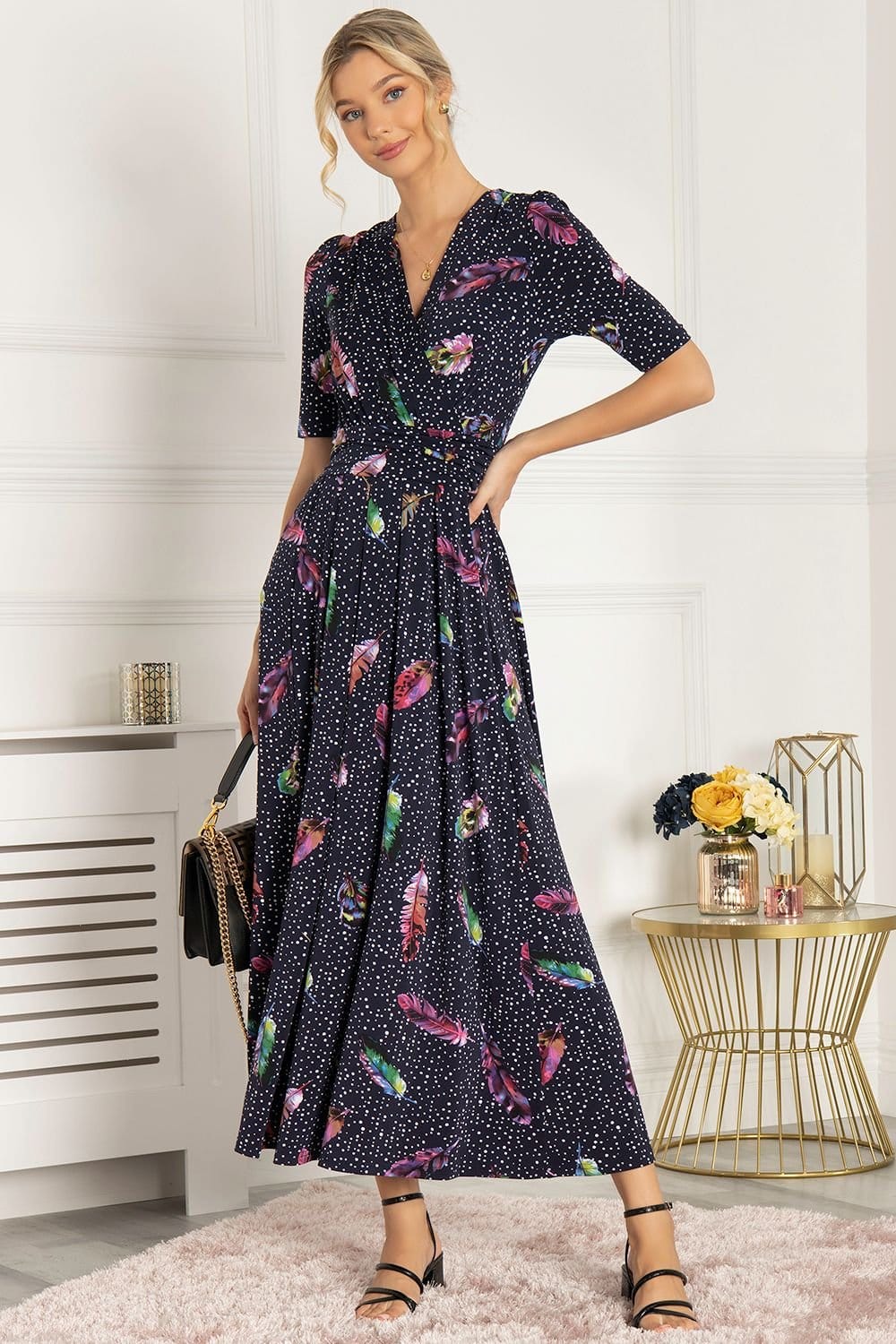 Jolie Moi Jolie Moi Women's Airis Printed Maxi Dress in Navy - 4