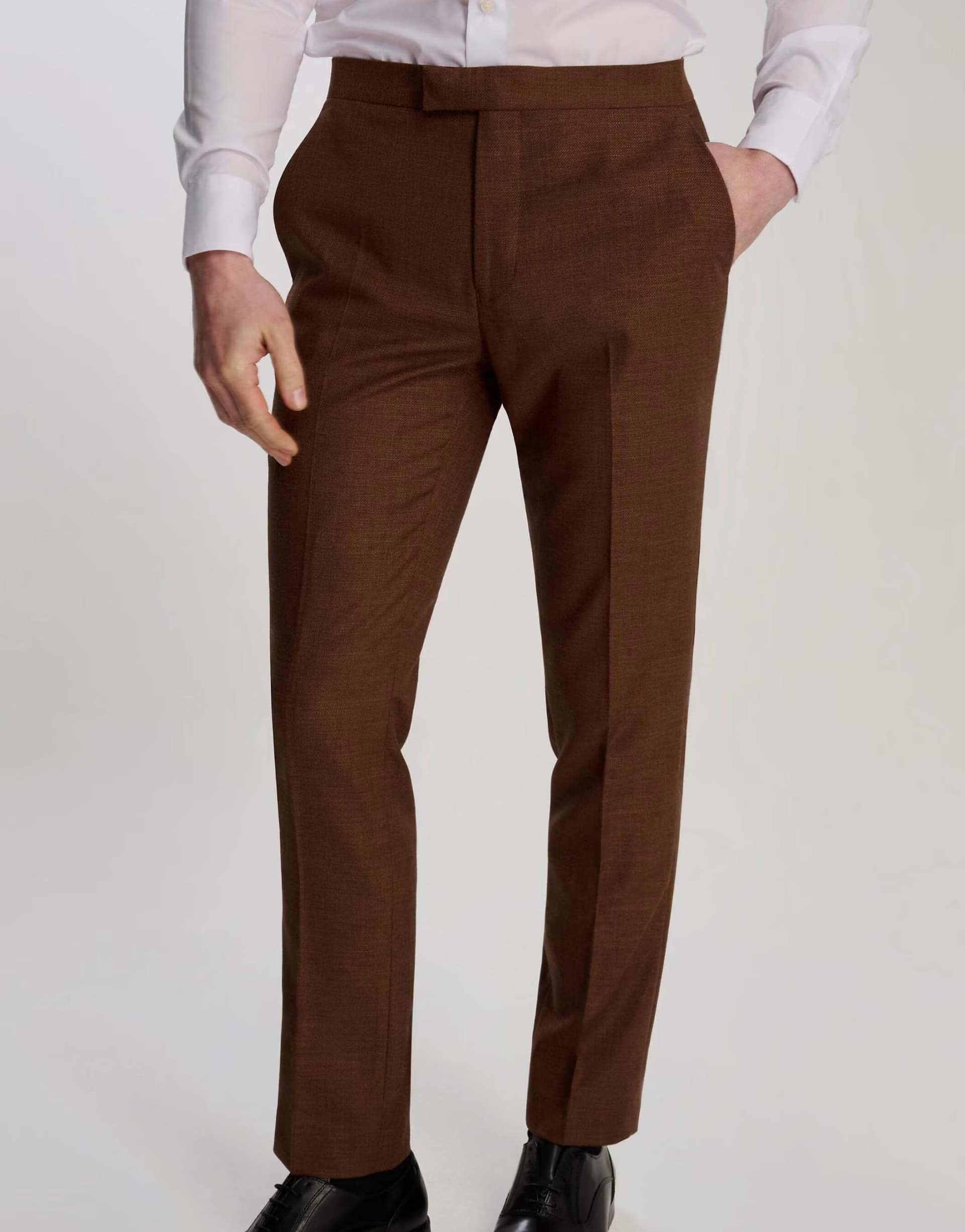ASOS Harry Brown Sandro slim fit linen look suit trousers in rust in rust