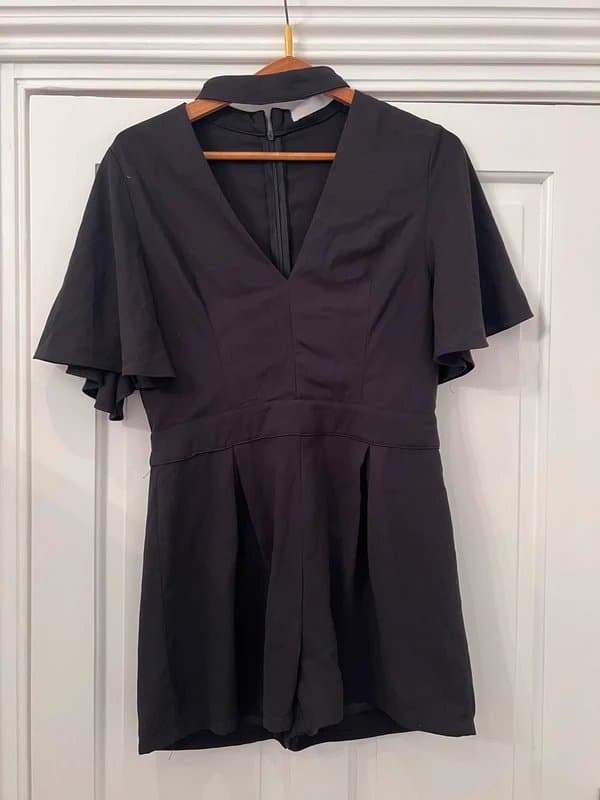 Topshop Topshop Size L Black Playsuit Romper Jumpsuit Party Outfit Short Sleeved