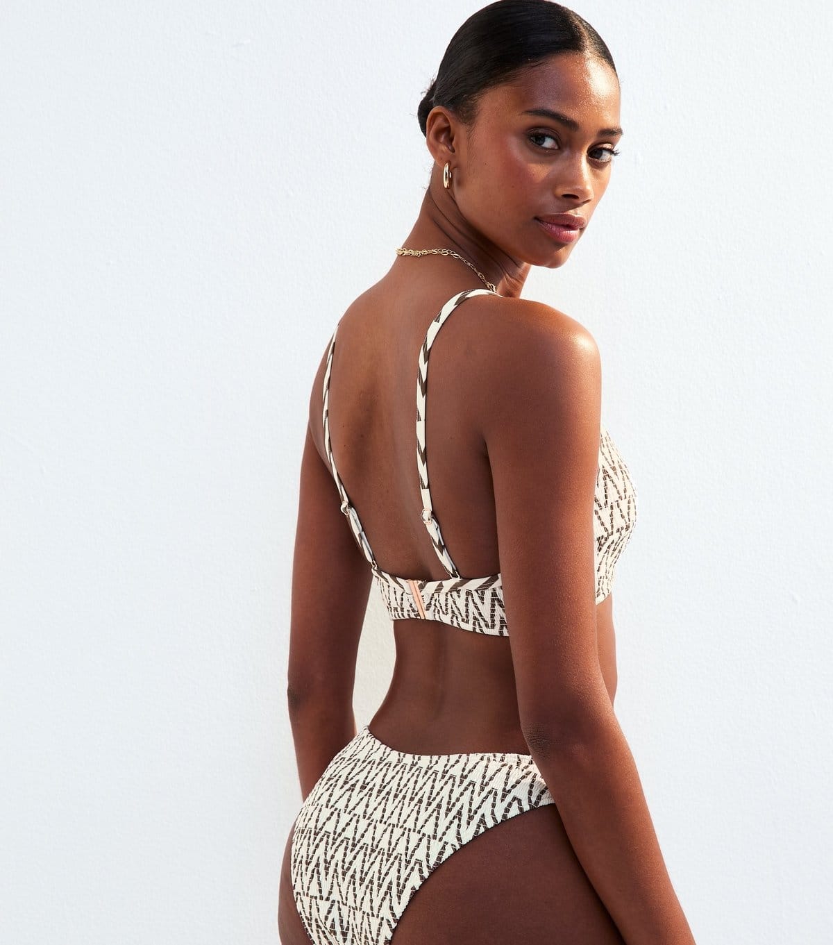 New Look Women's White Patterned Crop Bikini Top New Look - 4