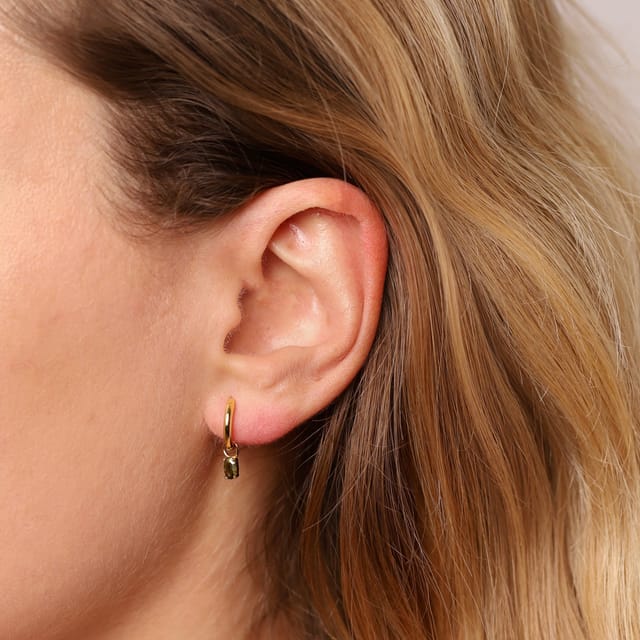 Gold Trip Gold Trip Women's August Huggie Hoop Birthstone Charm Earrings in Gold - 2