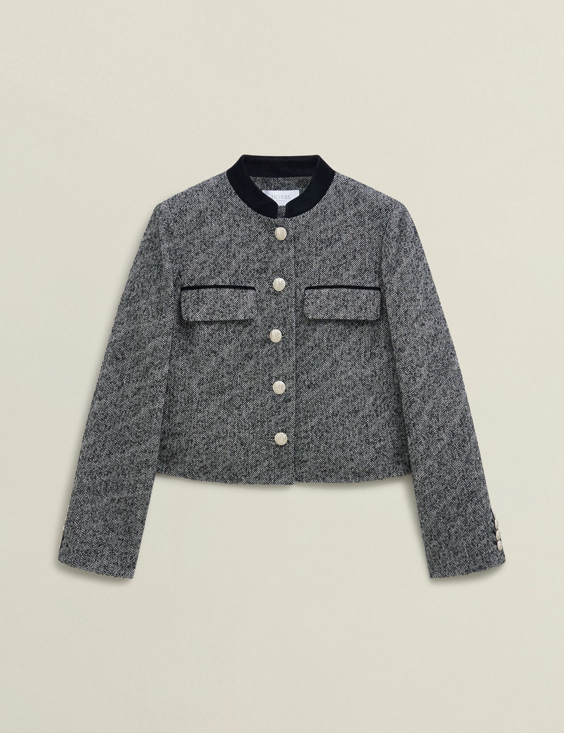 Hobbs London Hobbs London Women's Tammie Mandarin Collar Jacket in Charcoal - 2