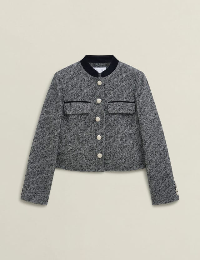 Hobbs London Hobbs London Women's Tammie Mandarin Collar Jacket in Charcoal - 2