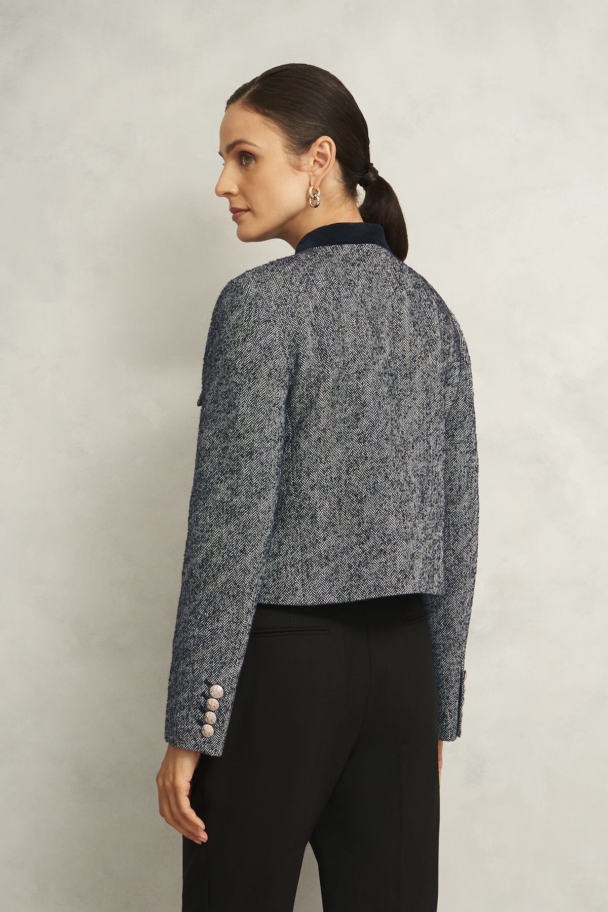 Hobbs London Hobbs London Women's Tammie Mandarin Collar Jacket in Charcoal - 4