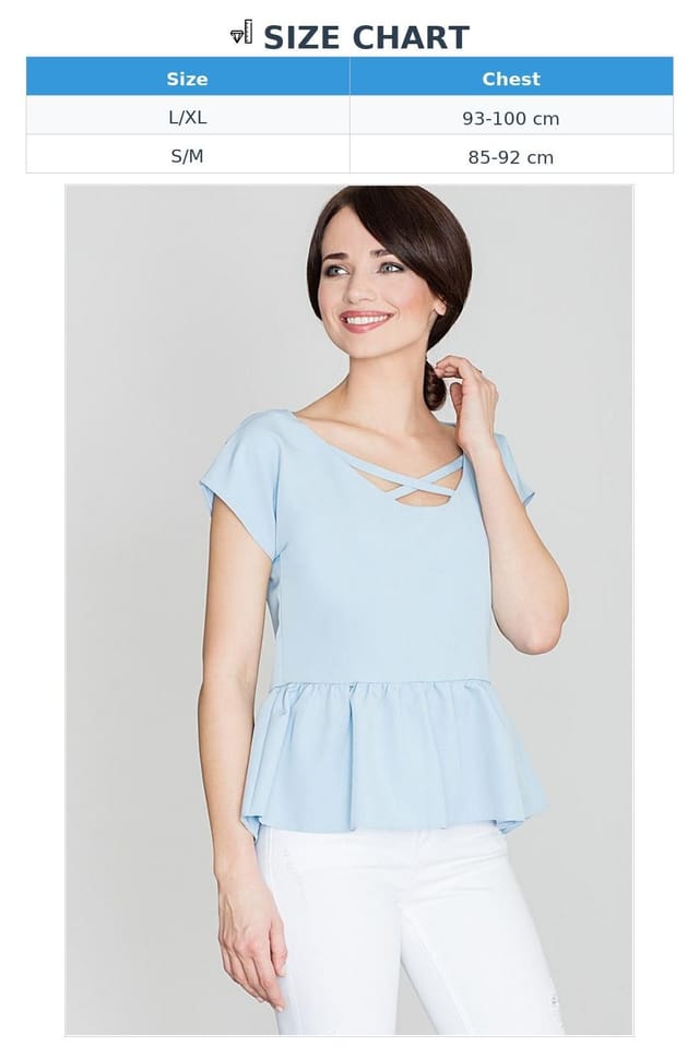 Love Lace Love Lace Women's Crossed Stripe Wide V Neck Asym Frill Blouse in Blue - 3