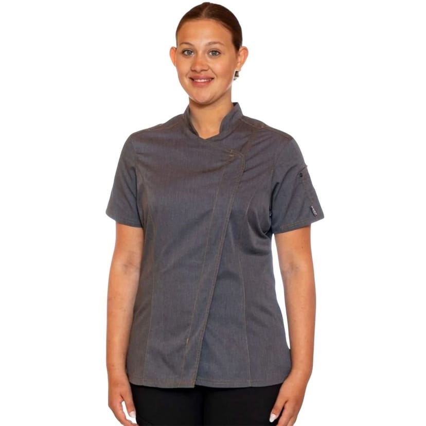 Le Chef Le Chef Women's Asymmetric Chef Jacket in Grey - 1