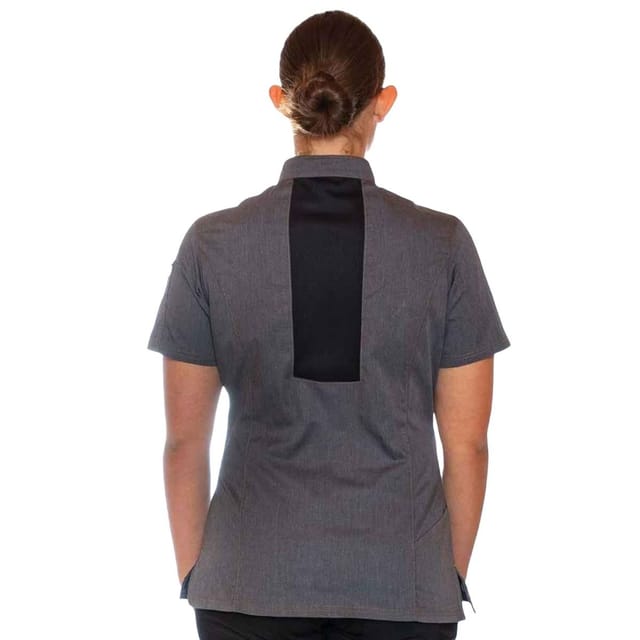 Le Chef Le Chef Women's Asymmetric Chef Jacket in Grey - 2