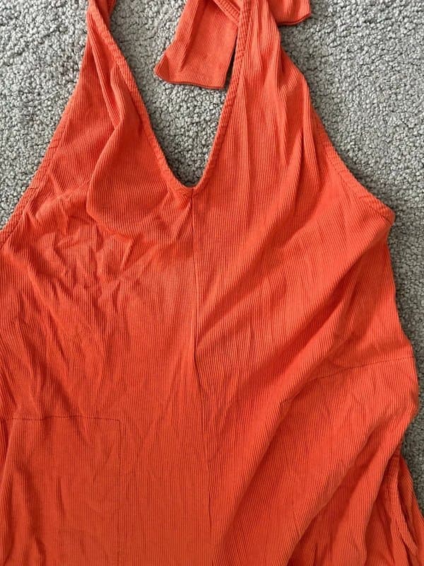 ASOS Asos design rib halter neck jumpsuit wide leg size 12 vgc