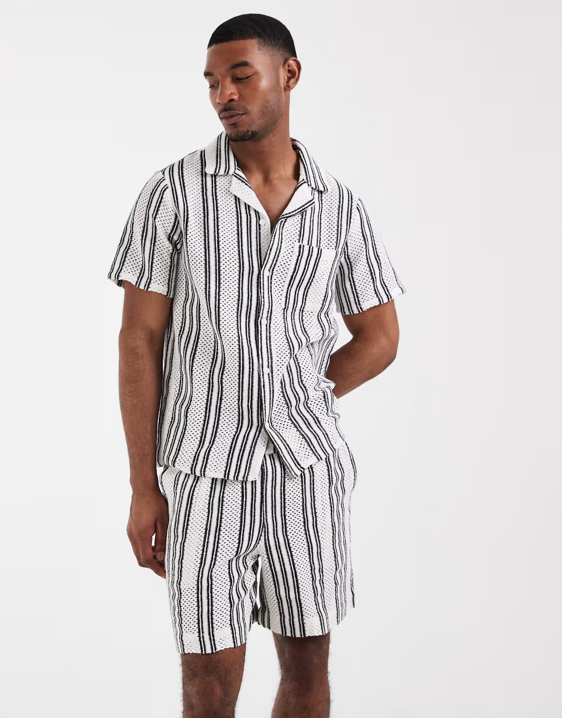 ASOS South Beach crochet short in black stripe