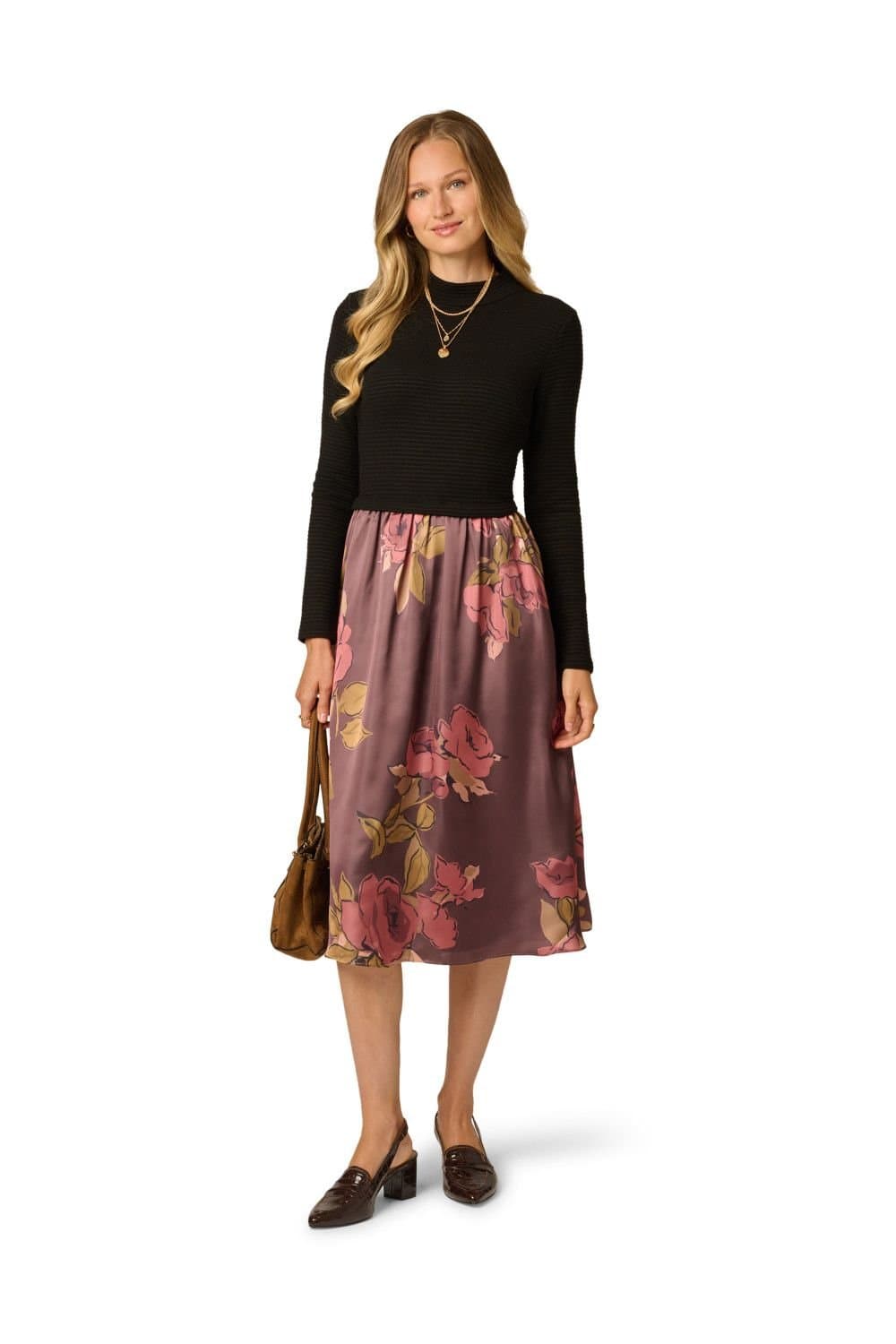 Adrianna Papell Adrianna Papell Women's Printed Combo Dress in Brown