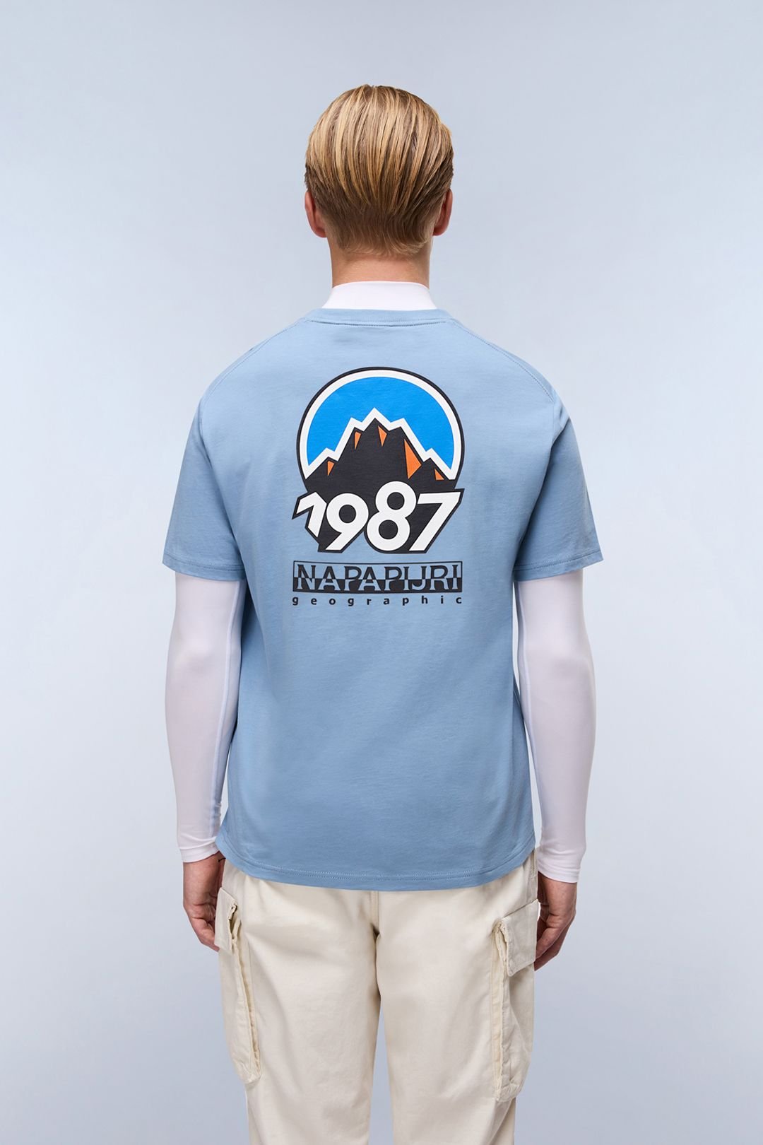 Napapijri Napapijri Men's S-Montepiana Ss Graphic T-Shirt Faded Denim in Blue - 4