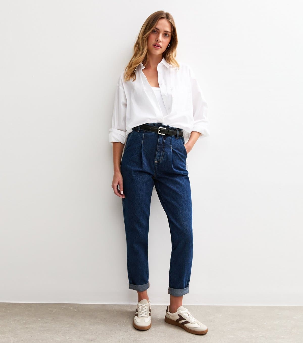 New Look New Look Blue Denim Paperbag Waist Jeans