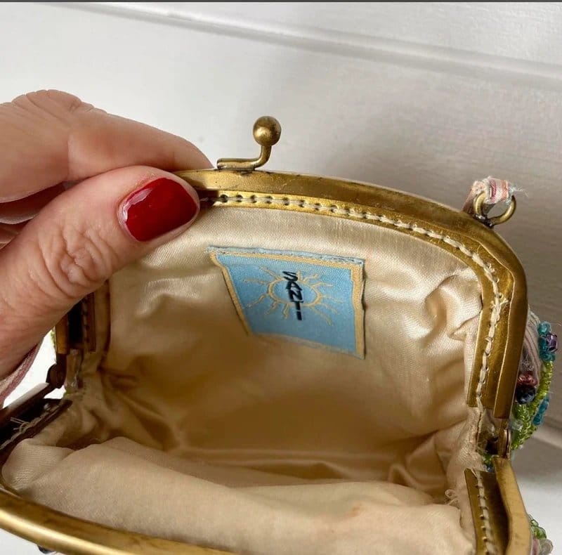 Santi Santi Small Silk Multicoloured Stripe Beaded Butterfly Purse Bag - 1