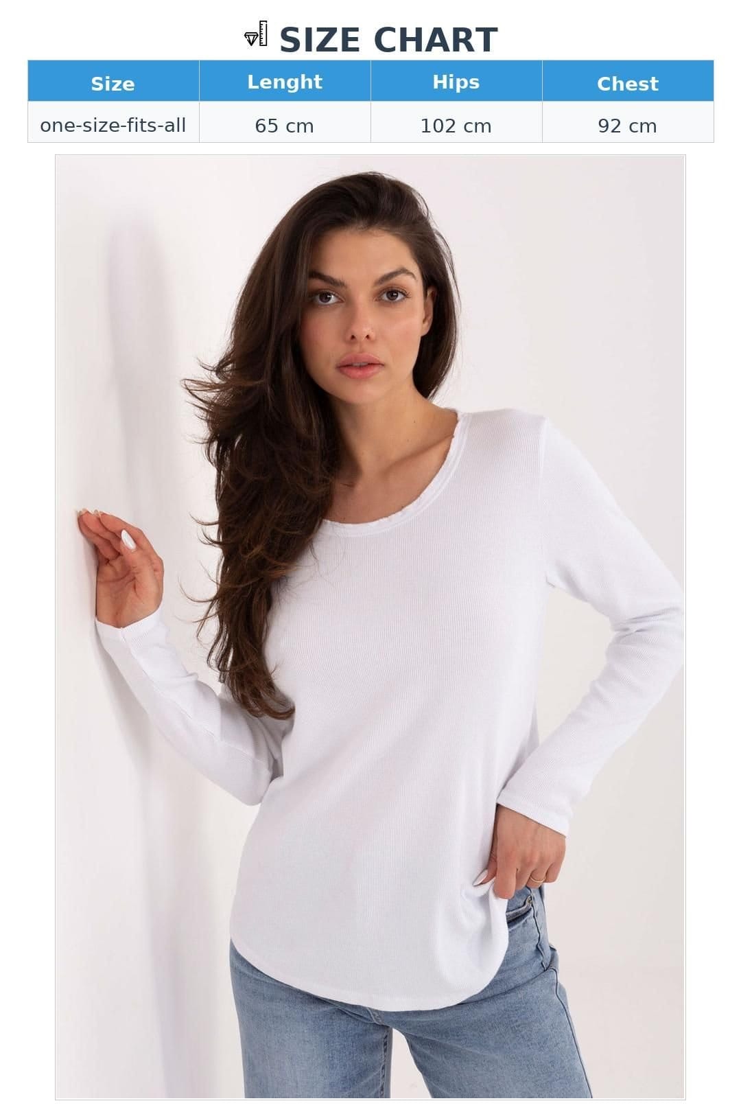 Love Lace Love Lace Women's Ribbed Cotton Elastane Long Sleeve Blouse Style 221687 in White - 4